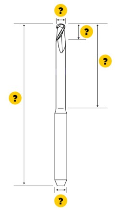 Technical diagram of a handheld tool with yellow callout markers
